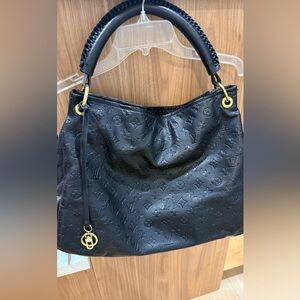 Black Faux Designer Embossed Shoulder Bag